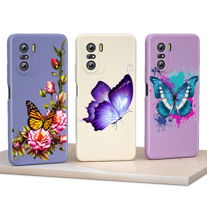 

Beautiful Butterfly Liquid Silicone Soft Cover For Xiaomi Redmi 9 9A 9AT 9C 9T 8 8A 7 10X K40 K30 K30S Prime Phone Case