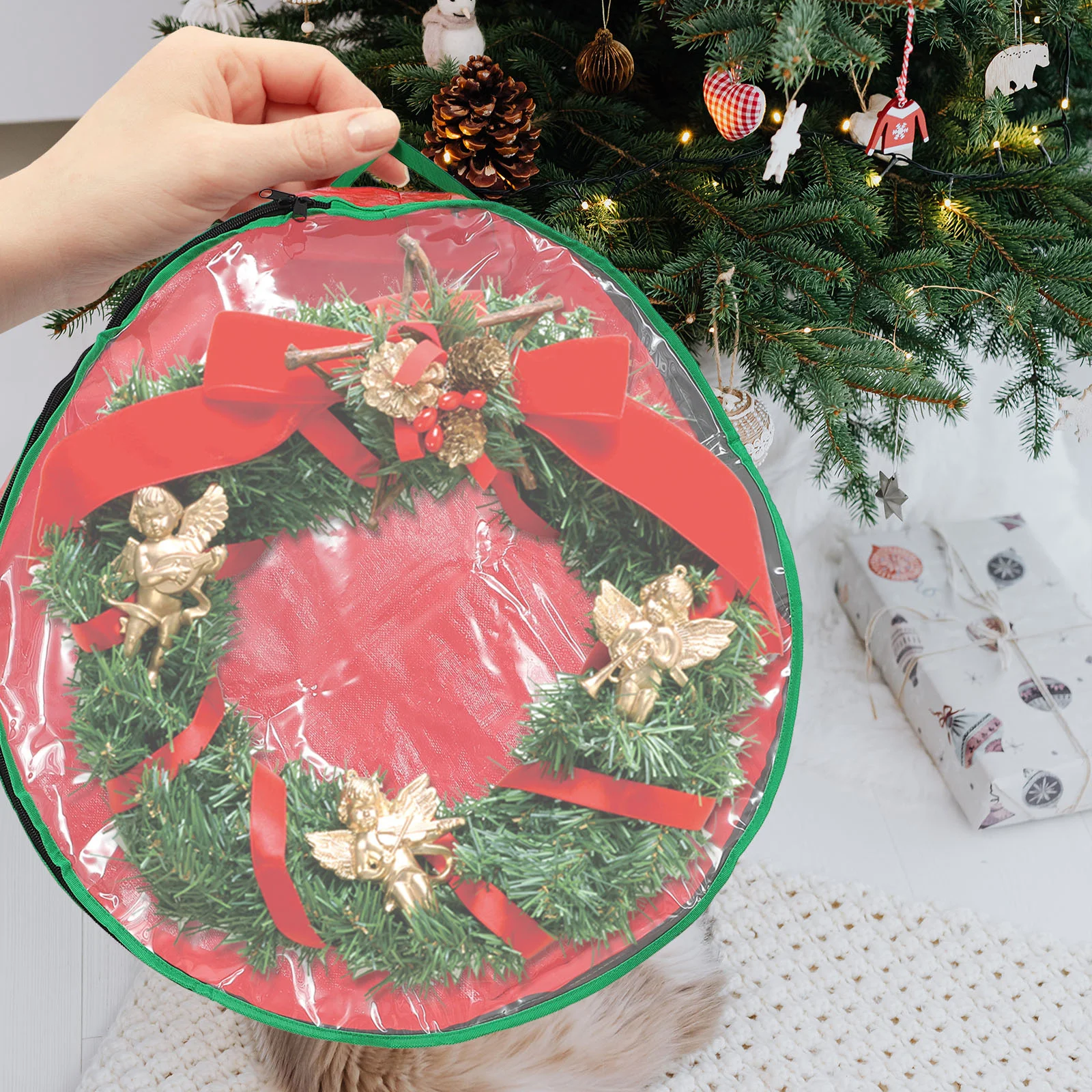 Сумки-тоут Рождественский венок Складная упаковка Подарочный складной