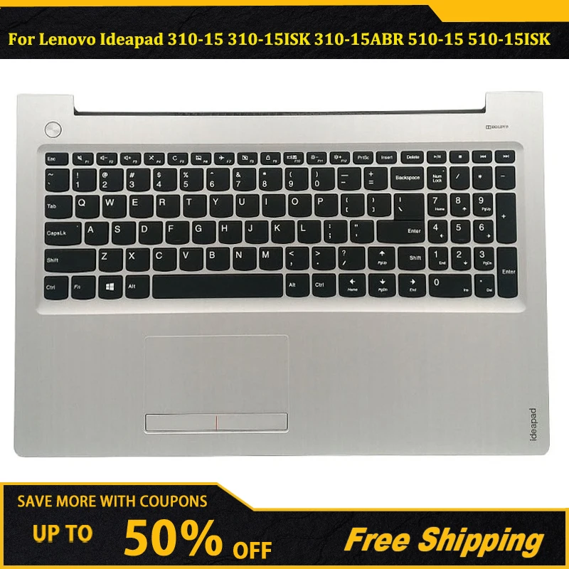 

US Keyboard For Lenovo Ideapad 310-15 310-15ISK 310-15ABR 510-15 510-15ISK 510-15IKB Laptop Notebook Silver Palmrest Cover 5