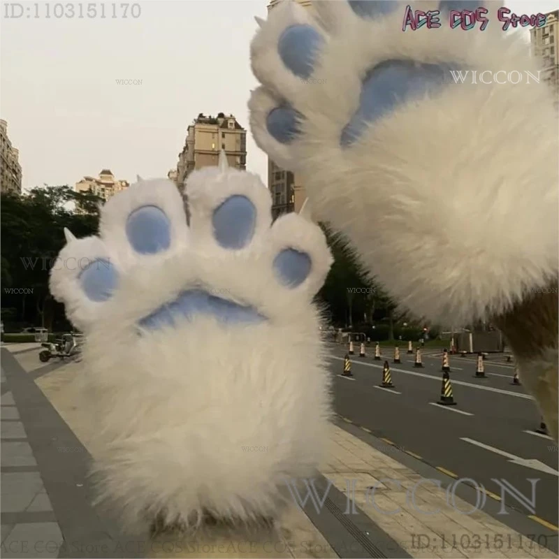 Перчатки с пушистыми лапами костюмы для косплея кошачий овечий коготь кролик