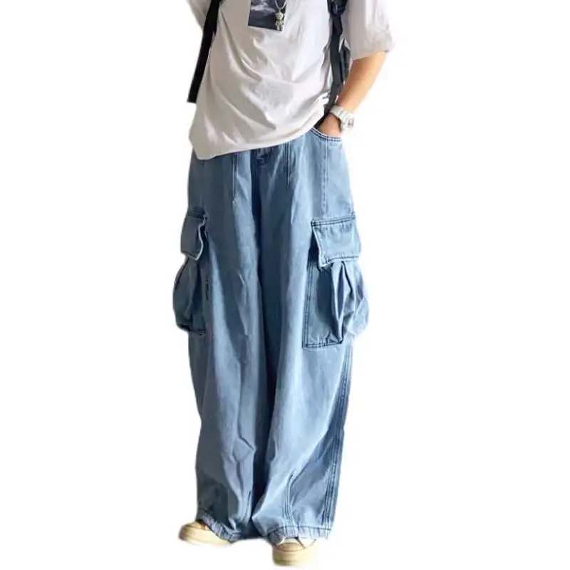 Baggy Jeans Trousers Male Denim Pants Black Wide Leg Pants Men's Jeans Loose Casual Korean Streetwear Hip Hop