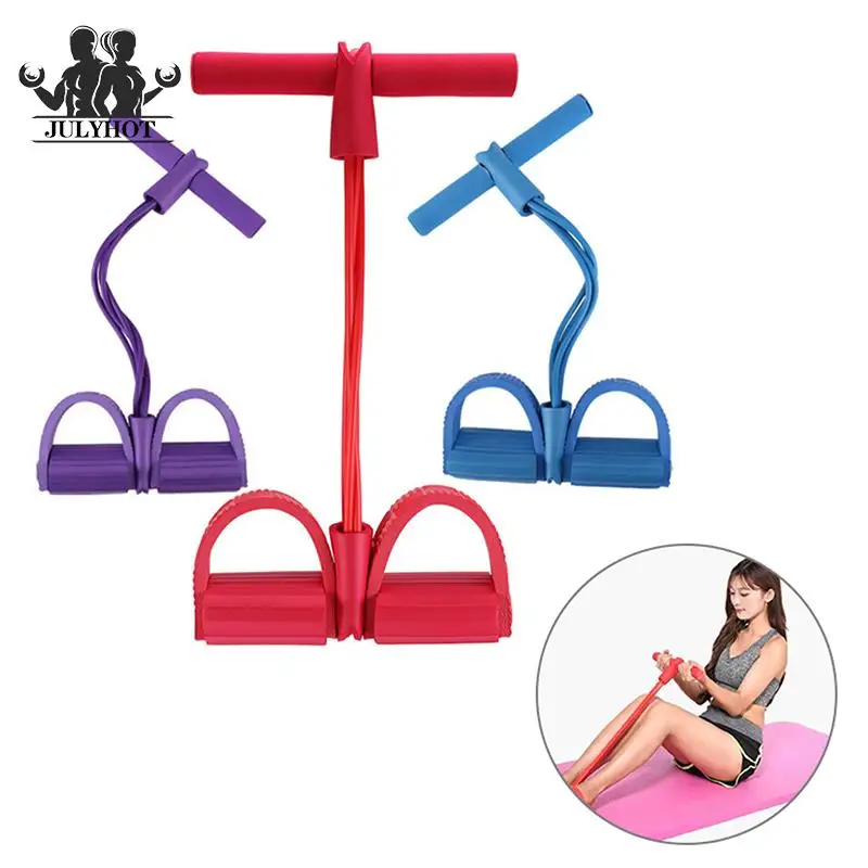

4 Tube Fitness Resistance Bands Latex Pedal Exerciser Sit-up Pull Rope Expander Pilates Workout Yoga Equipment Elastic Band