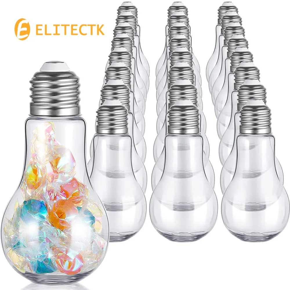

36PCS Light Bulb Jars Clear Plastic Candy Jars Bulb Vase Christmas Ornaments Light Bulb Storage Containers with Lids Fillable