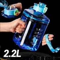 2 2l large capacity water bottle outdoor leak proof sports fitness gym training ton cup shaker bottle with portable handle