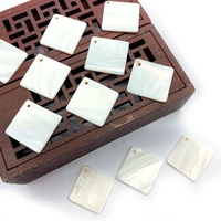 exquisite natural freshwater white shell square pendant 26mm for diy charm fashion jewelry necklace earrings ornament accessorie