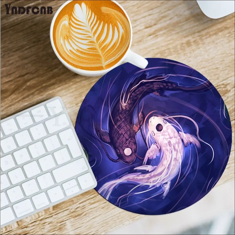Коврик для мыши Koi Fish art круглая искусственная кожа под заказ милые игровые