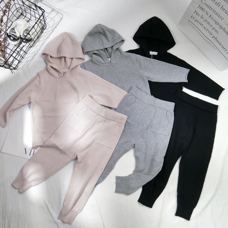 

Spring Baby Girls Clothes Boys Clothing Sets Autumn Hooded Sweater + Pants 2pcs Set Boys Knit Tracksuits Toddler Girls Boys Suit