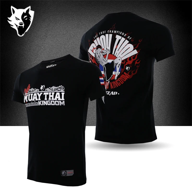 

VSZAP Muay Thai Action Jujitsu Casual MMA T-shirt Gym T-shirt Fighting Martial Arts Fitness Training Wolf Boxing T-shirt