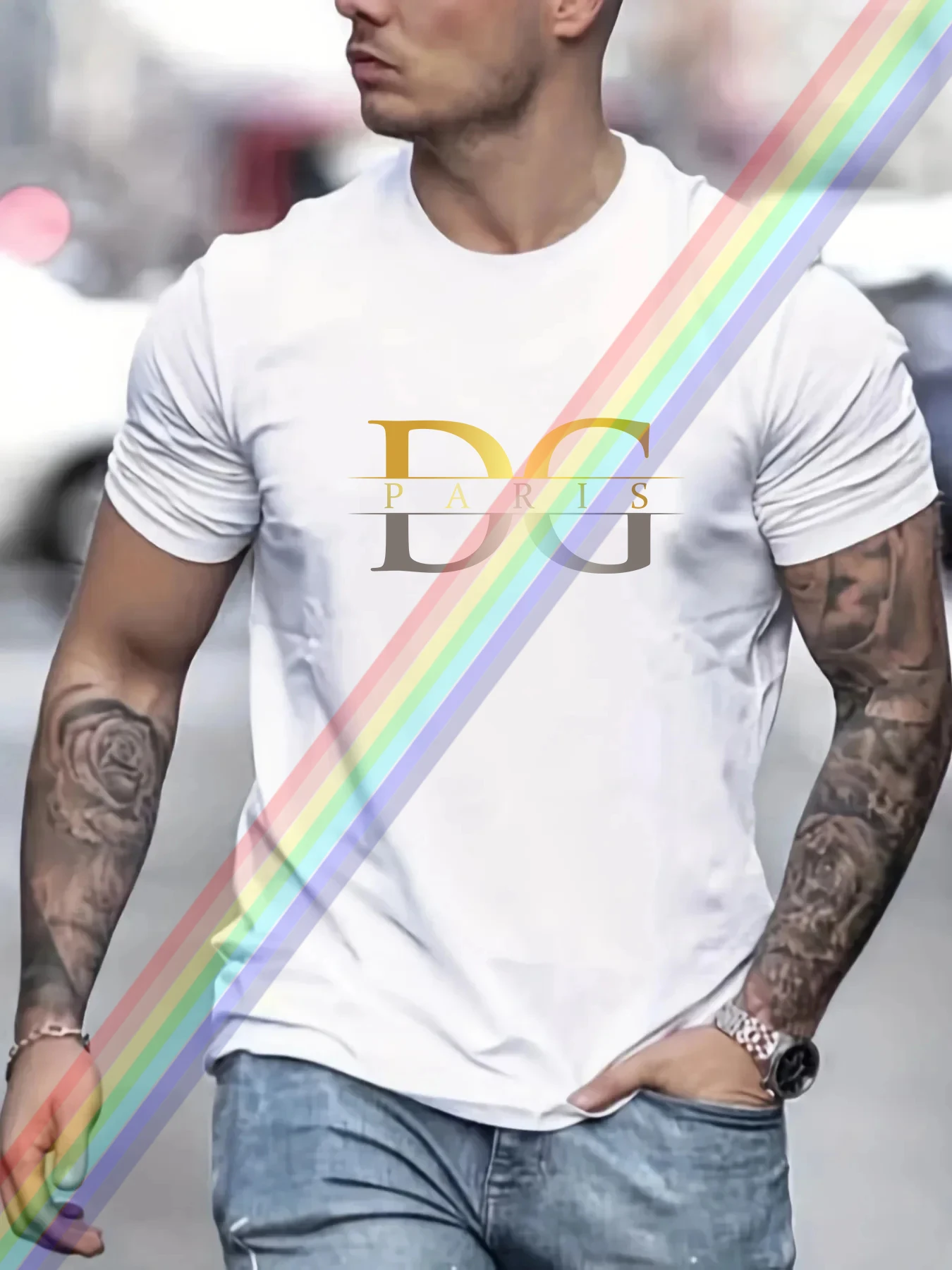 Роскошные брендовые футболки для мужчин летняя рубашка с градиентом и буквенным