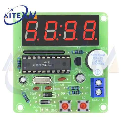 Цифровые 4-битные электронные часы AT89C2051, набор для самостоятельной сборки, Обучающий набор для Arduino