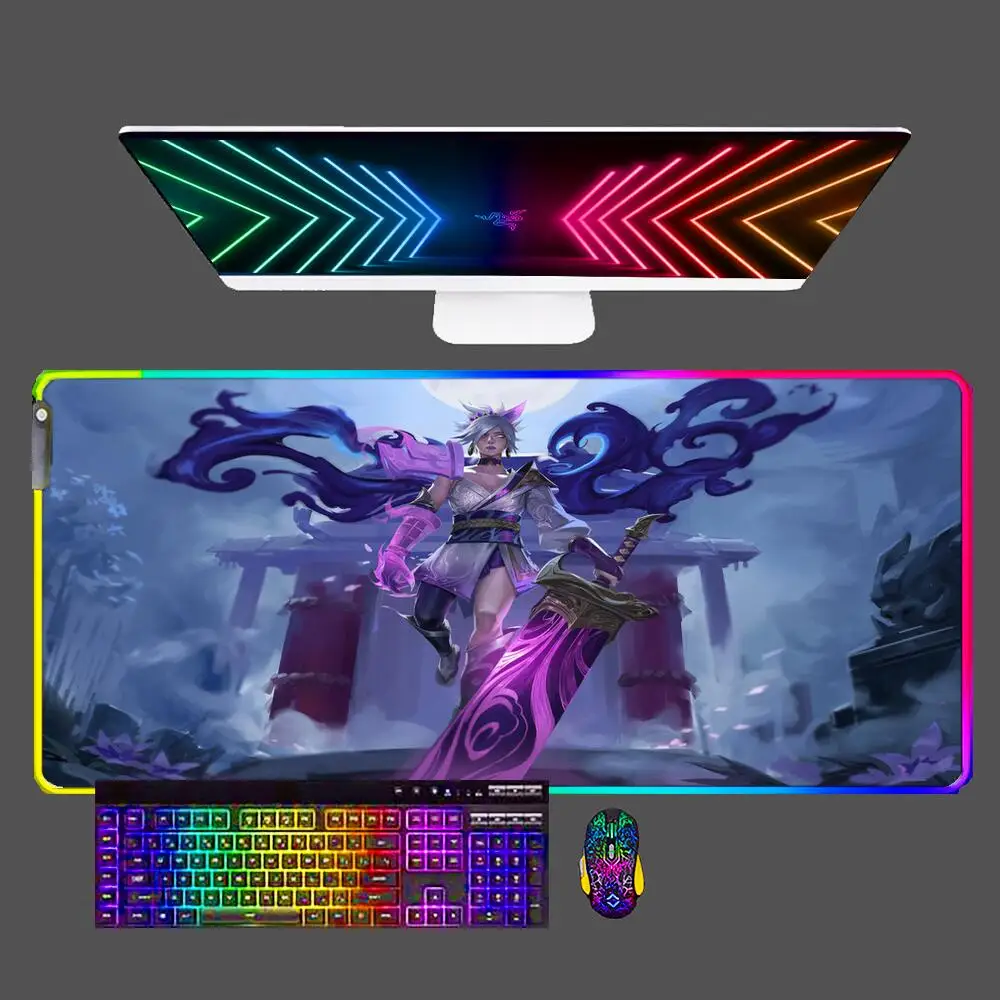 

Riven League Of Legends RGB Коврик Для Мыши игровые аксессуары Varmilo клавиатура ПК компьютерный Настольный коврик для мыши CSGO светодиодный