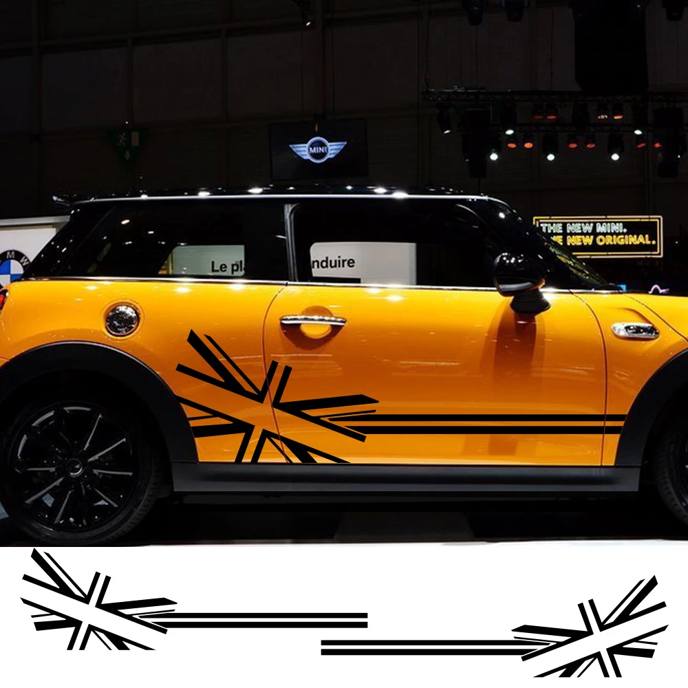 

2pcs Union Jack Car Styling Door Side Body Decal Stickers Racing Stripes Accessories For MINI Cooper S R50 R55 R56 F56 F57 F60