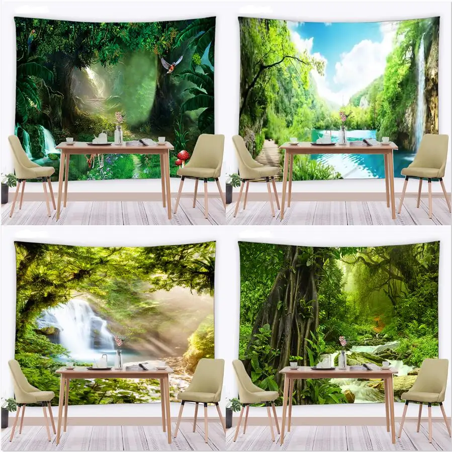 

3D Cartoon Animal Forest Tapestry Nature Scenery Wall Tapestry Art Wall Hanging for Home Dorm Decor Tapestry Tablecloth Blanket