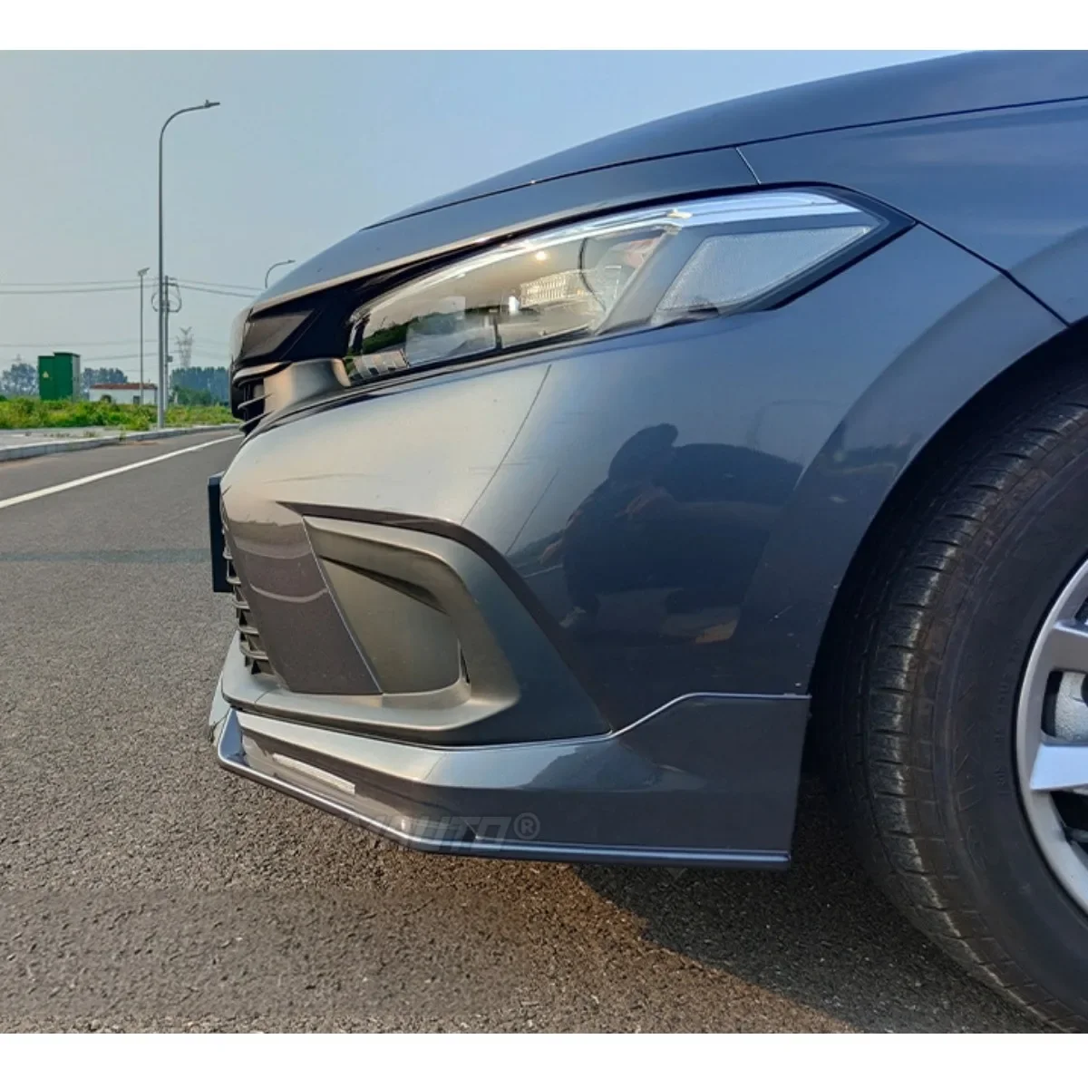 Диффузор для переднего бампера Civic глянцевый черный спортивный стиль комплект