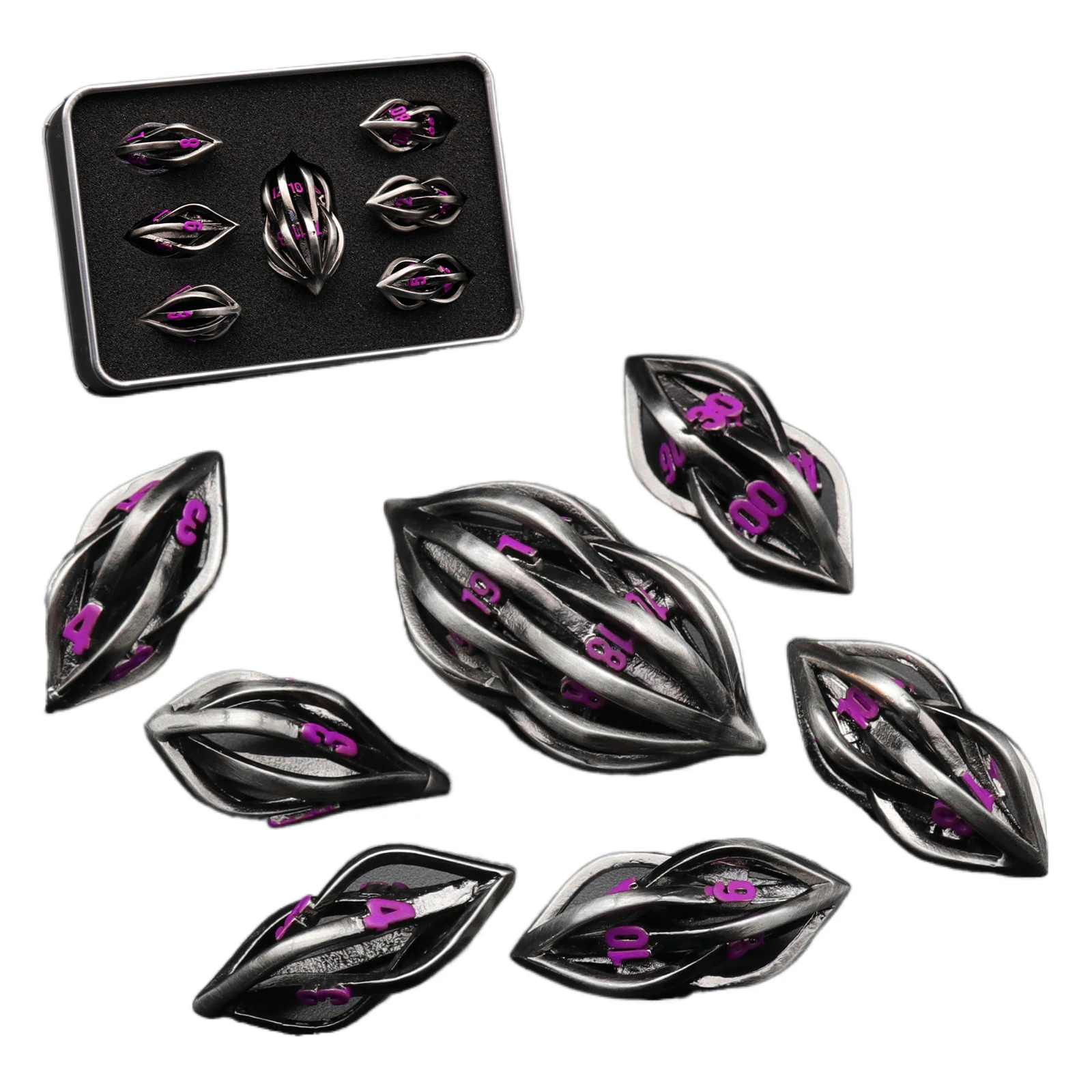 

Набор костей D20, кости D & D 7 шт., металлические многогранные кости для ролевых игр, Pathfinder для настольных игр-фиолетовый