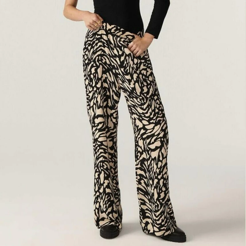 2023 Spring and Summer New Women Printed Straight Casual Trousers