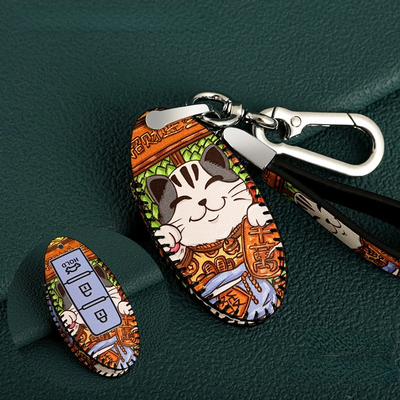 

Кожаный чехол для автомобильных ключей ручной работы для Nissan 2019 2020, искусственная Брита, 370Z Leaf Kicks Murano, Infiniti