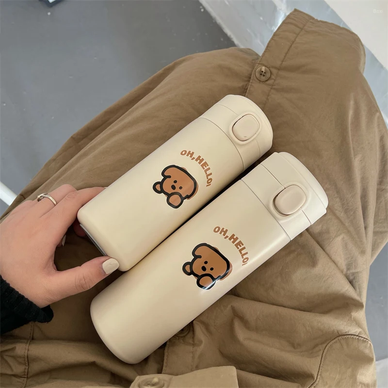 

350/450ml Korea Thermos Water Bottle Stainless Steel Cute Insulated Portable Gym Thermos Cup For Tea Water Coffee Milk