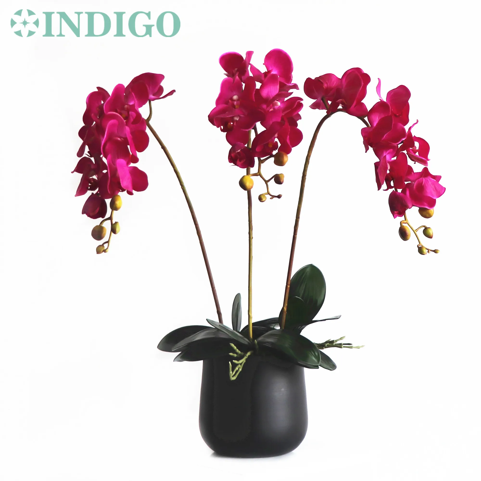 

1 Set DIY Purple Phalaenopsis Orchid Bonsai Real Touch Artificial Wedding Flower Orchid Event Floral Party Display - INDIGO