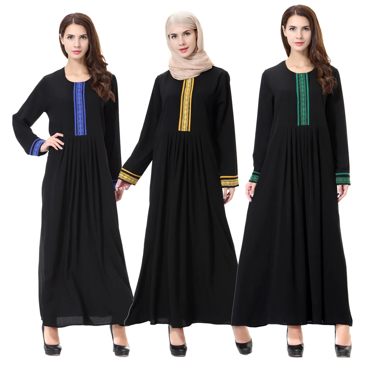 

Muslim Women Abaya Hijab Dress Middle East Arabic Robe Arabe Femme Long Sleeve Dress Turkey Kaftan Embroidered Moroccan