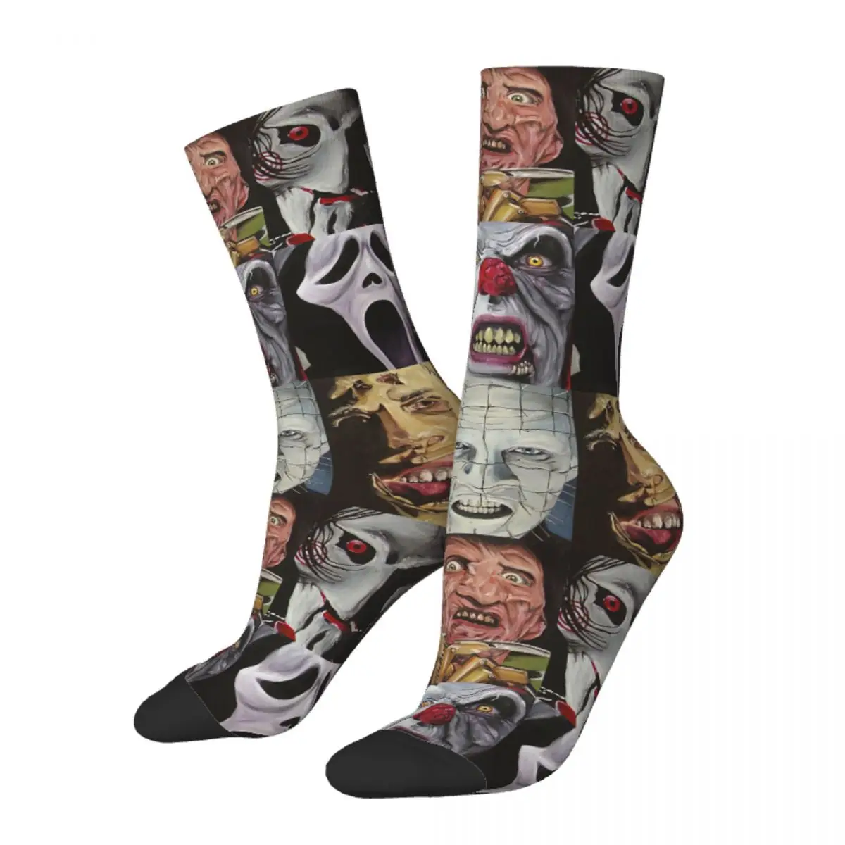 

Crazy Design Spooky Michelle Johnson Football Socks Clown Chucky Scream Polyester Crew Socks for Unisex Non-slip