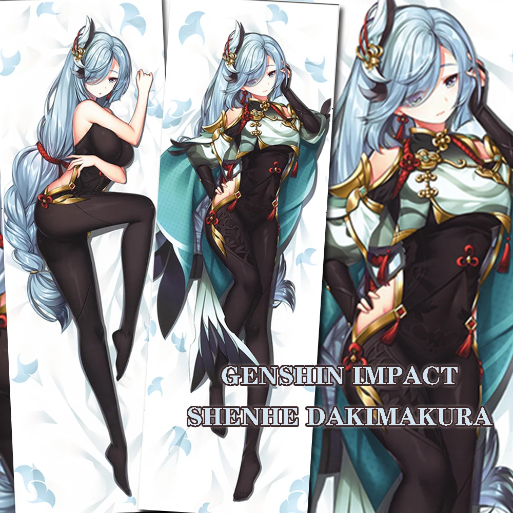 

Genshin Impact Dakimakura Shenhe Liyue Fairy Cosplay Double-Side Pillow Case Square Long Soft Bed Cushion Anime Cover Otaku Gift