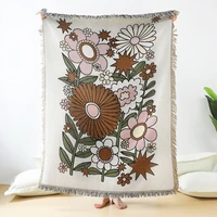 boho style casual blankets plaid tapestry wall hanging for living room bedroom decor flower print wall tapestry picnic mat