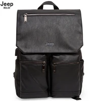 jeep buluo trendy mens double pocket motorcycle backpack 2022 new retro soft leather college student schoolbag business travel