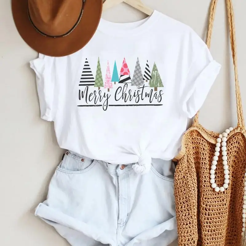 

Women Merry Christmas Short Sleeve Print Tshirts Trend 2023 Tree Style 90s Graphic Travel Top T Shirt Tee T-Shirt