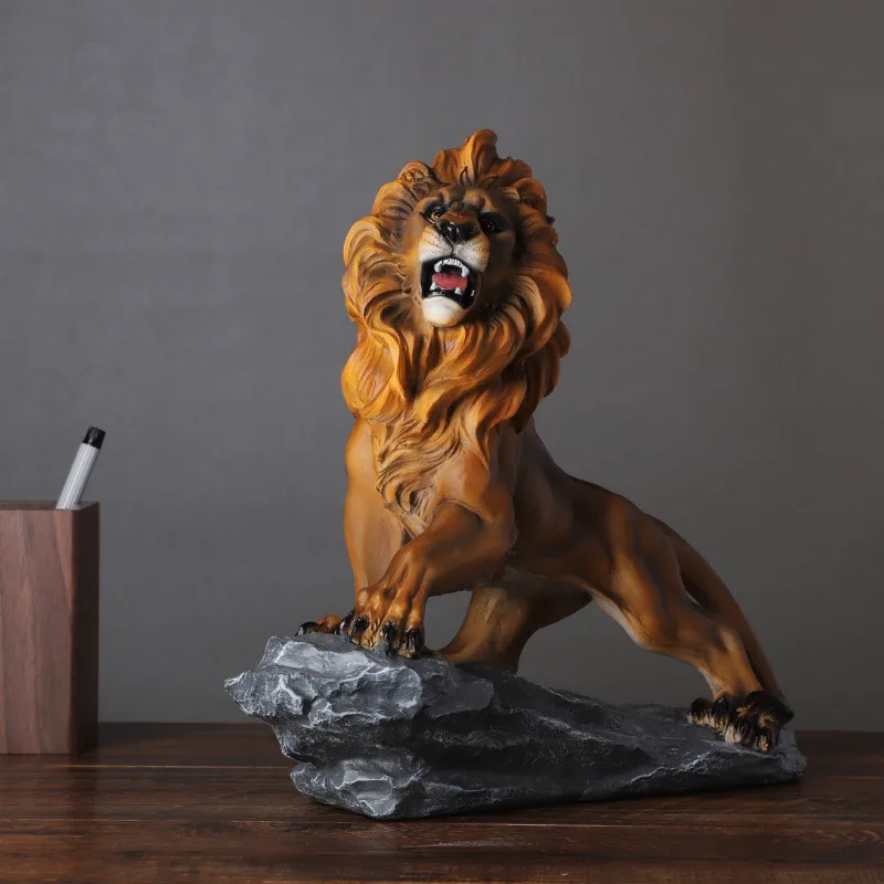 

Simulation Resin Lion Creative Animal Sculpture Crafts Living Room Office Bookcase Lion Furnishings Home Ornaments Birthday Gift