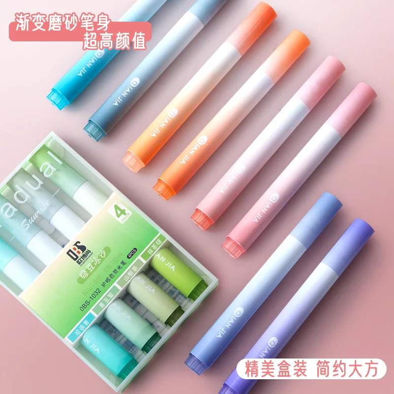 

4 шт. Милая кавайная Большая вместительная Толстая маркерная ручка Morandi цветная нейтральная ручка для студентов Midliner манга маркеры канцеляр...