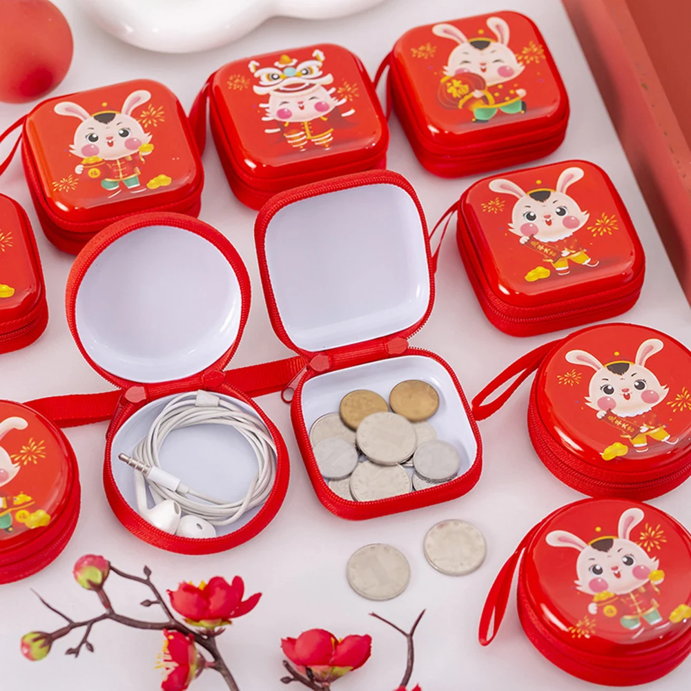 

2023 Рождественское украшение, милый жестяной Кошелек для монет, мини-кошелек, брелоки, красная круглая форма, карманные сумки, снеговик, лось,...