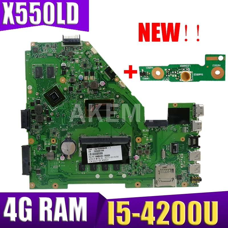 

Материнская плата для ноутбука Akmey X550LD с фотографией, 4GB-RAM GT820M для ASUS X550LD A550L Y581L W518L X550LN, протестированная оригинальная материнская плата