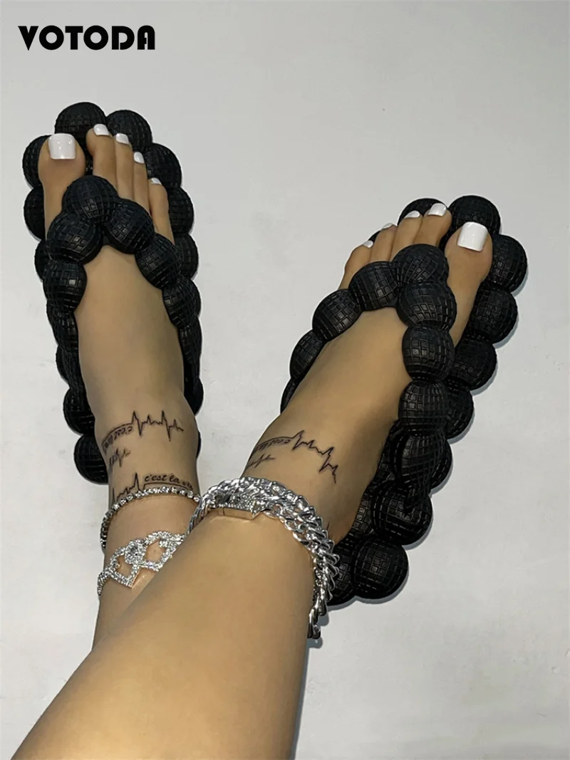 Bubble Flip Flops for Women Summer Fashion Lychee Bubble Slippers Home Massage Slides Flat Non-slip Bath Sandals Mujer Shoes