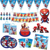cartoon spiderman birthday party disposable tableware paper cups plates cake topper banner for kids boys decorations supplies