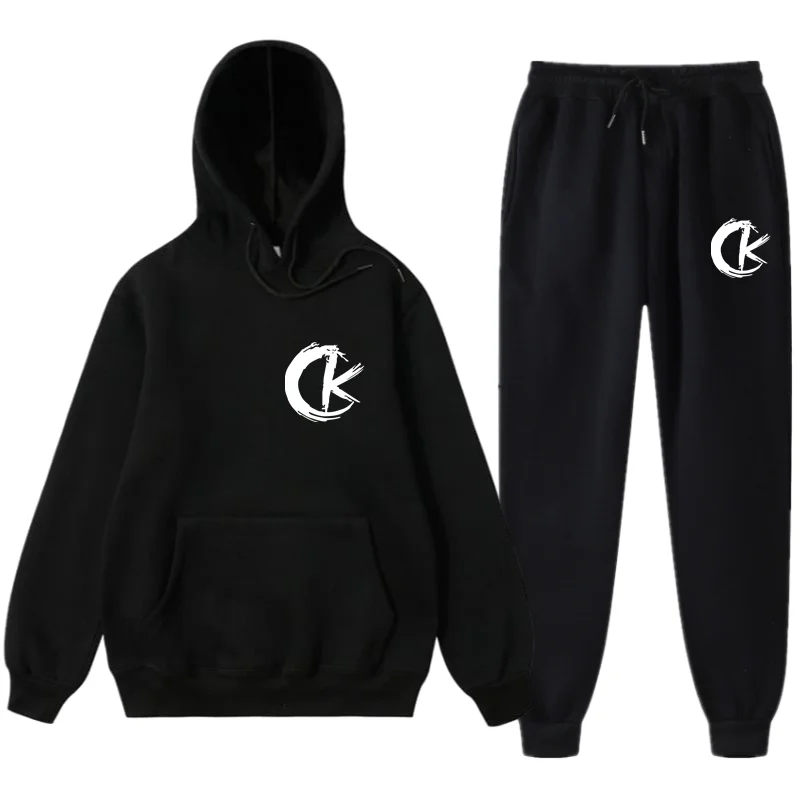 

Спортивный костюм для пар, свитшот с принтом и спортивные штаны, повседневная спортивная одежда для пар, костюм с капюшоном для мужчин и жен...