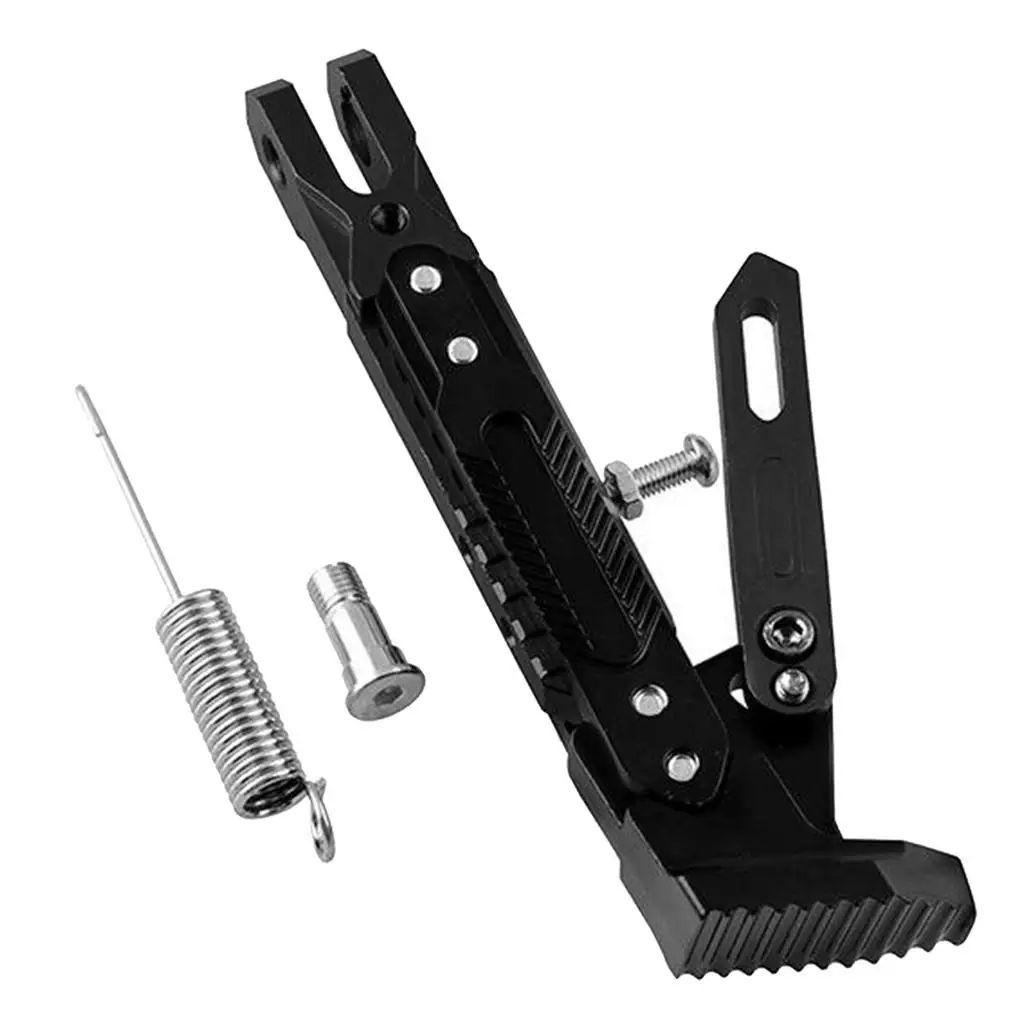 

Adjustable Height Motorcycle Kick Stand Side Tripod Holder Stand, Black
