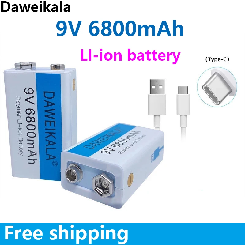

NEW 9V 6800mAh Li-ion Rechargeable Battery Micro USB Batteries 9 V Lithium for Multimeter Microphone Toy Remote Control KTV Use