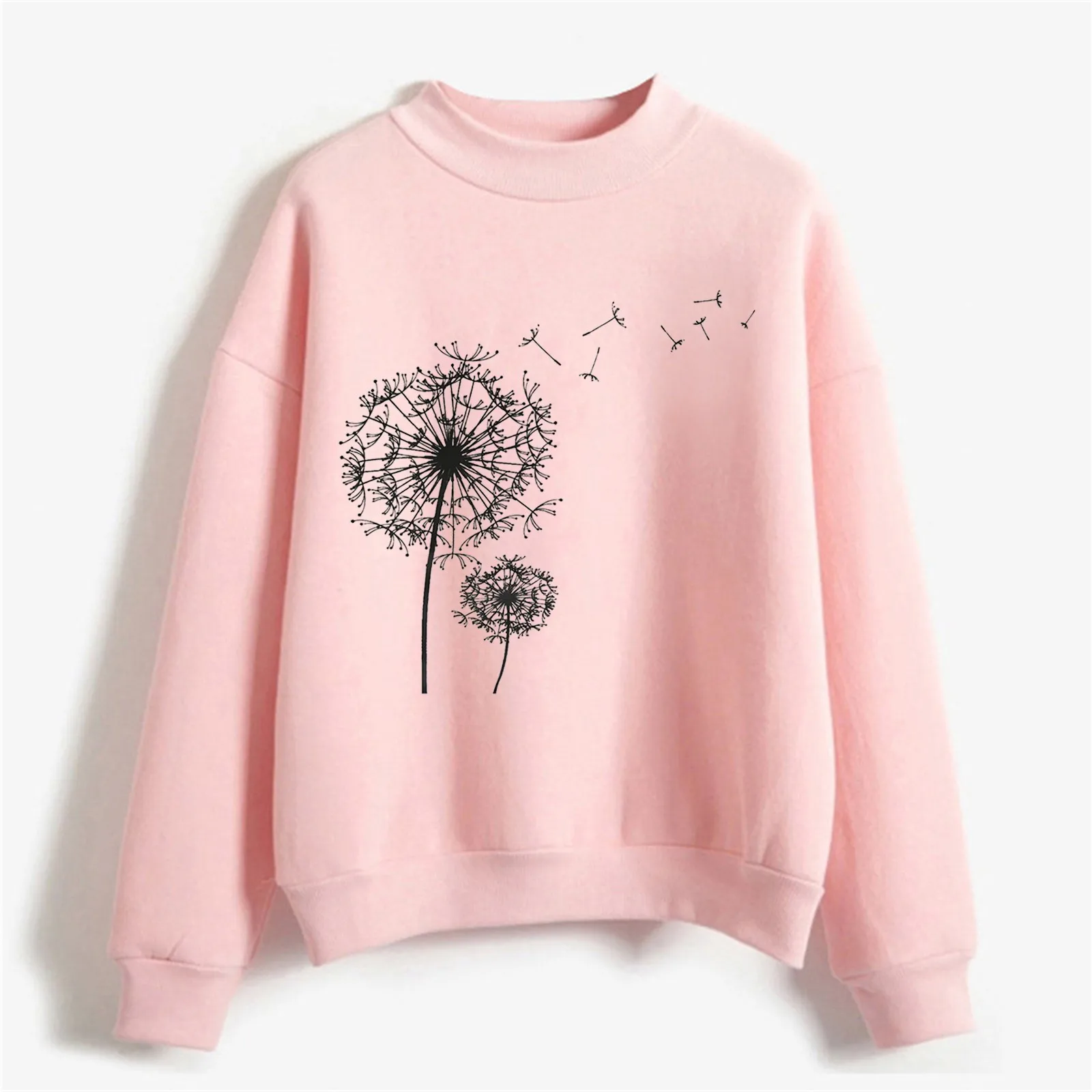 

Autumn Winter O Neck Solid Color Prints Long Sleeve Pullover Sweatshirt Medium Weight Hoodie Juniors Oversized Sweatshirts