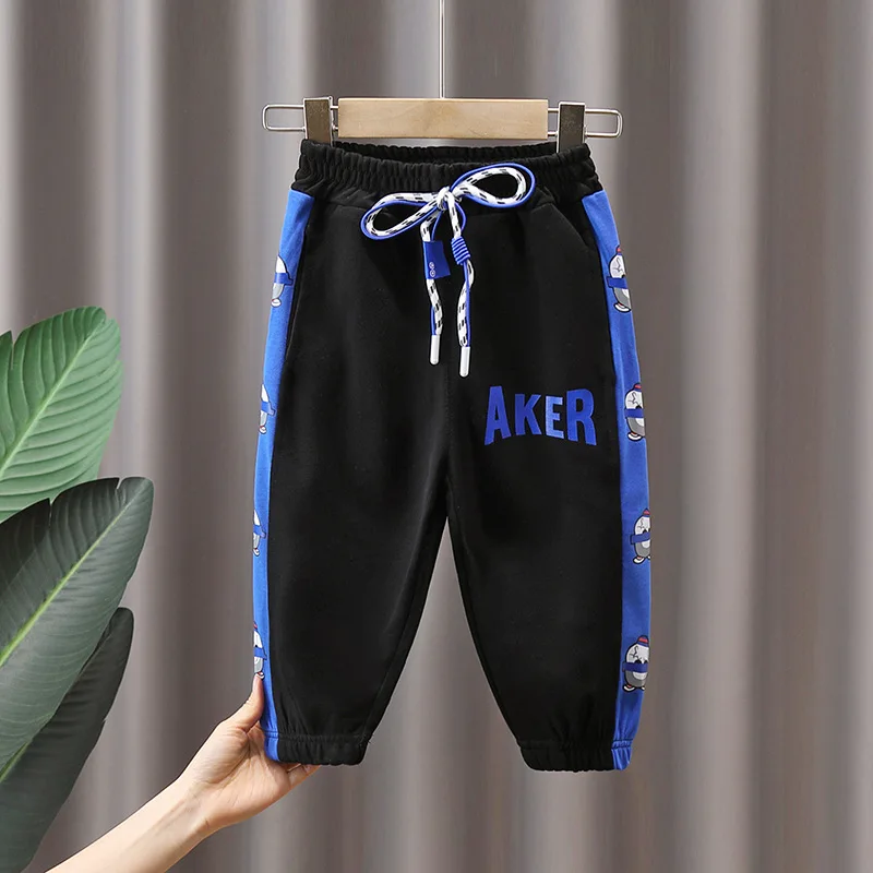 

2-7Years Kids Sport Pants 2022 Spring Autumn Boys Harem Pants Boys Girls Patchwork Trousers Drawstring Side Teens Pants