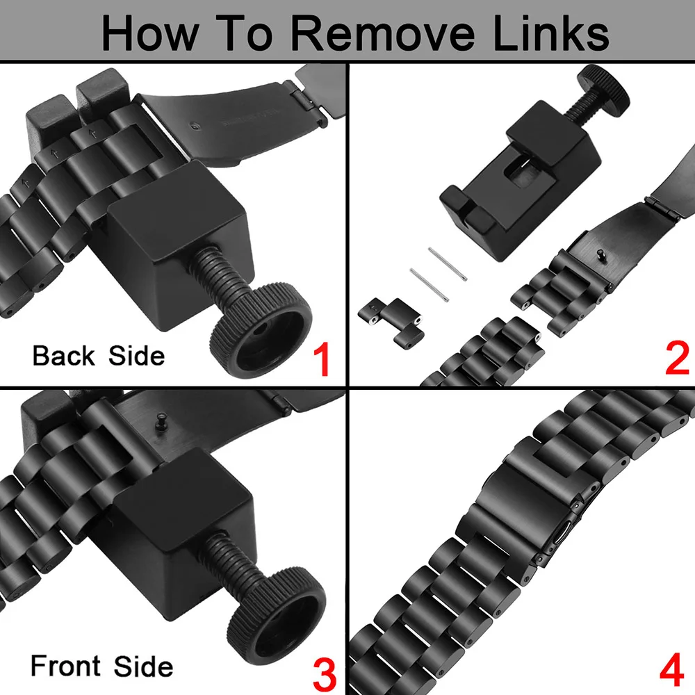 Premium Stainless Steel Watchband for Samsung Galaxy Watch 46mm SM-R800 Sports Band Curved End Strap Wrist Bracelet Silver Black