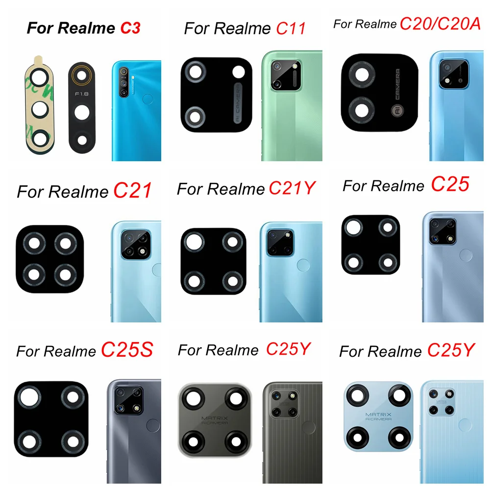 

Rear Back Camera Glass Lens For Realme C3 C11 2021 C20 C20A C21 C21Y C25 C25S C25Y C30 C30S C31 C33 C35 Replacement+Sticker