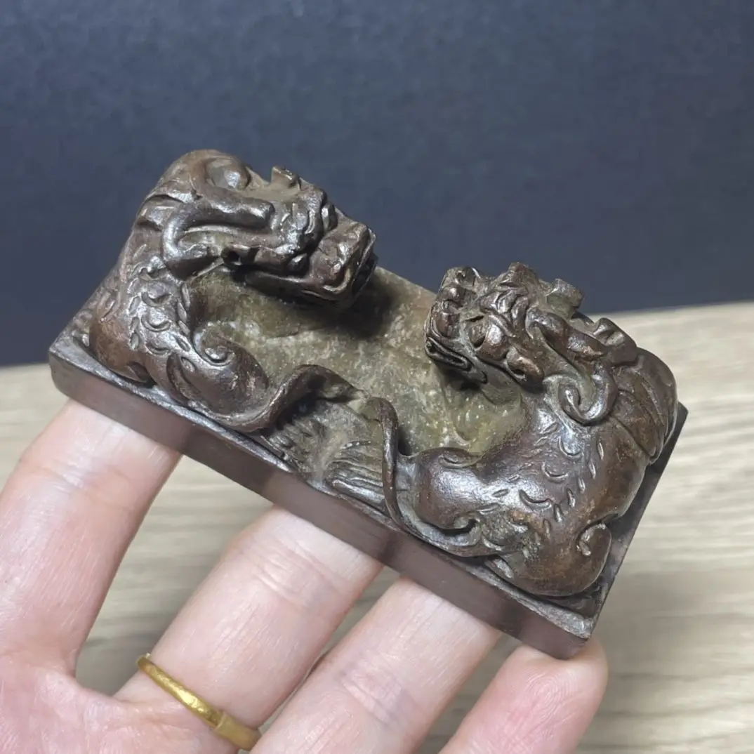 благоприятный зверя печать гравировка старых товаров Pixiu медная счастливая