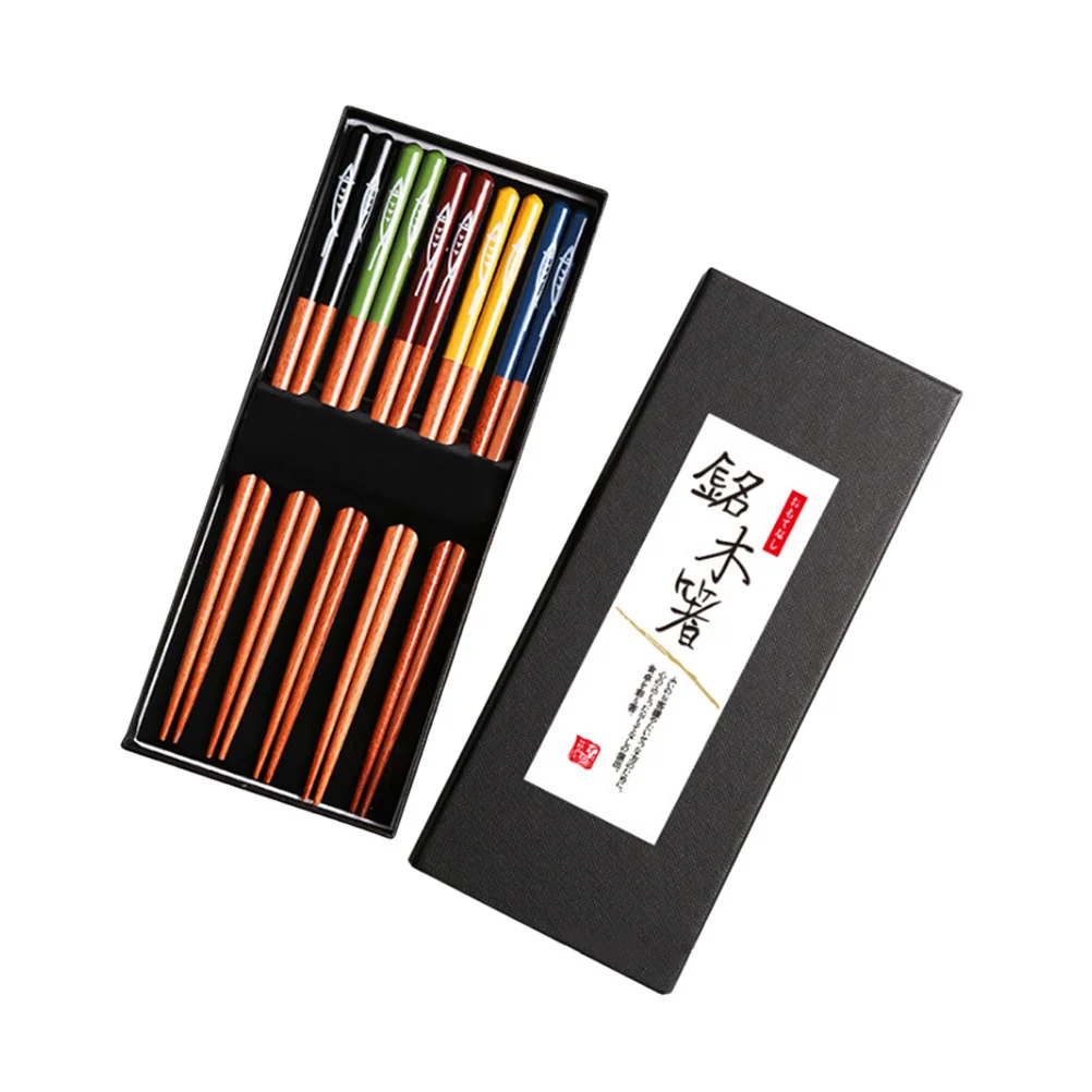 

5 Pairs Japanese Style Reusable Chopsticks Chopsticks Kit with Gift Box