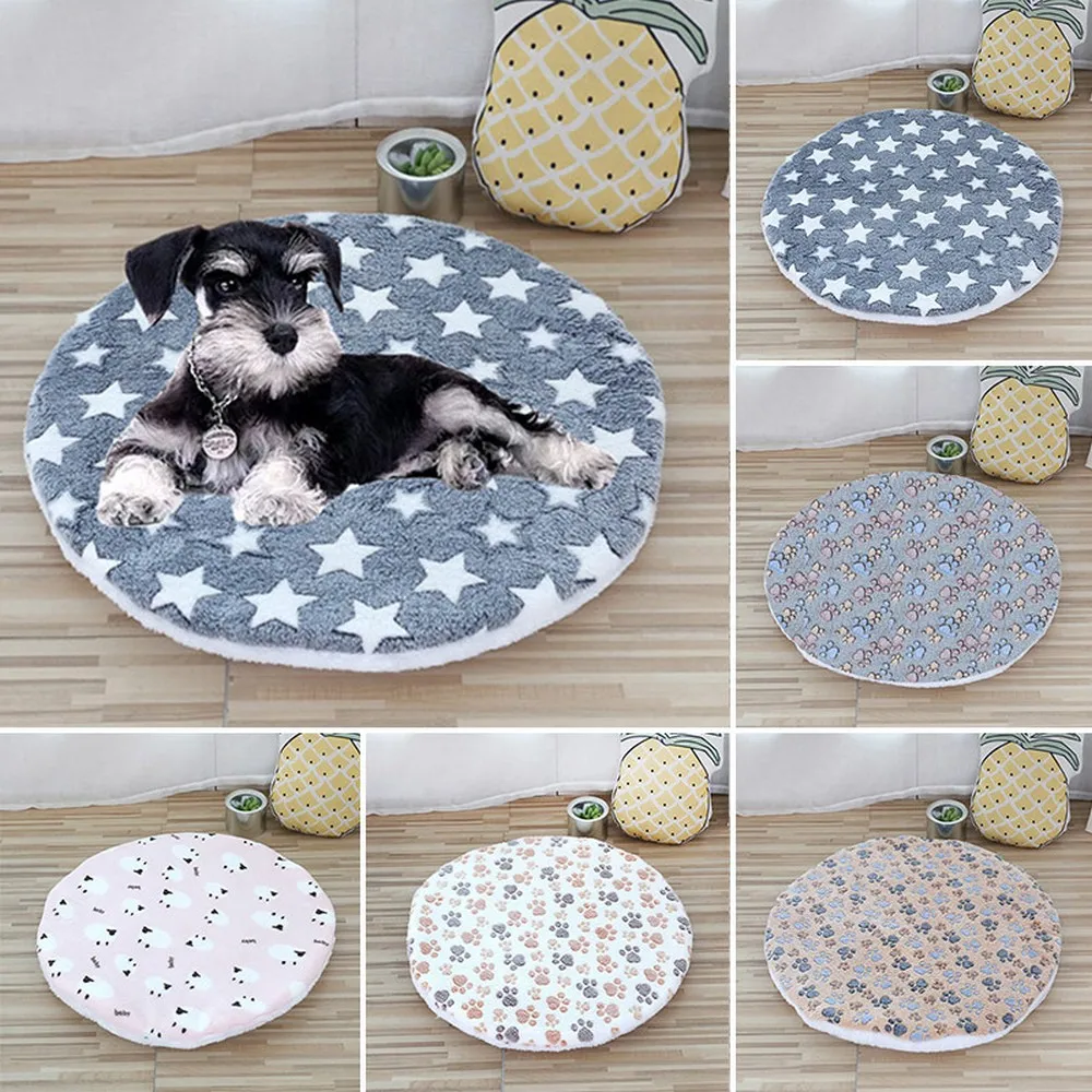 

Round Dog Bed Mat Double-sided Pet Sleeping Bed For Dog Cat Washable Folding Pets Cushion Soft Warm Cat Blanket Dog Accessories