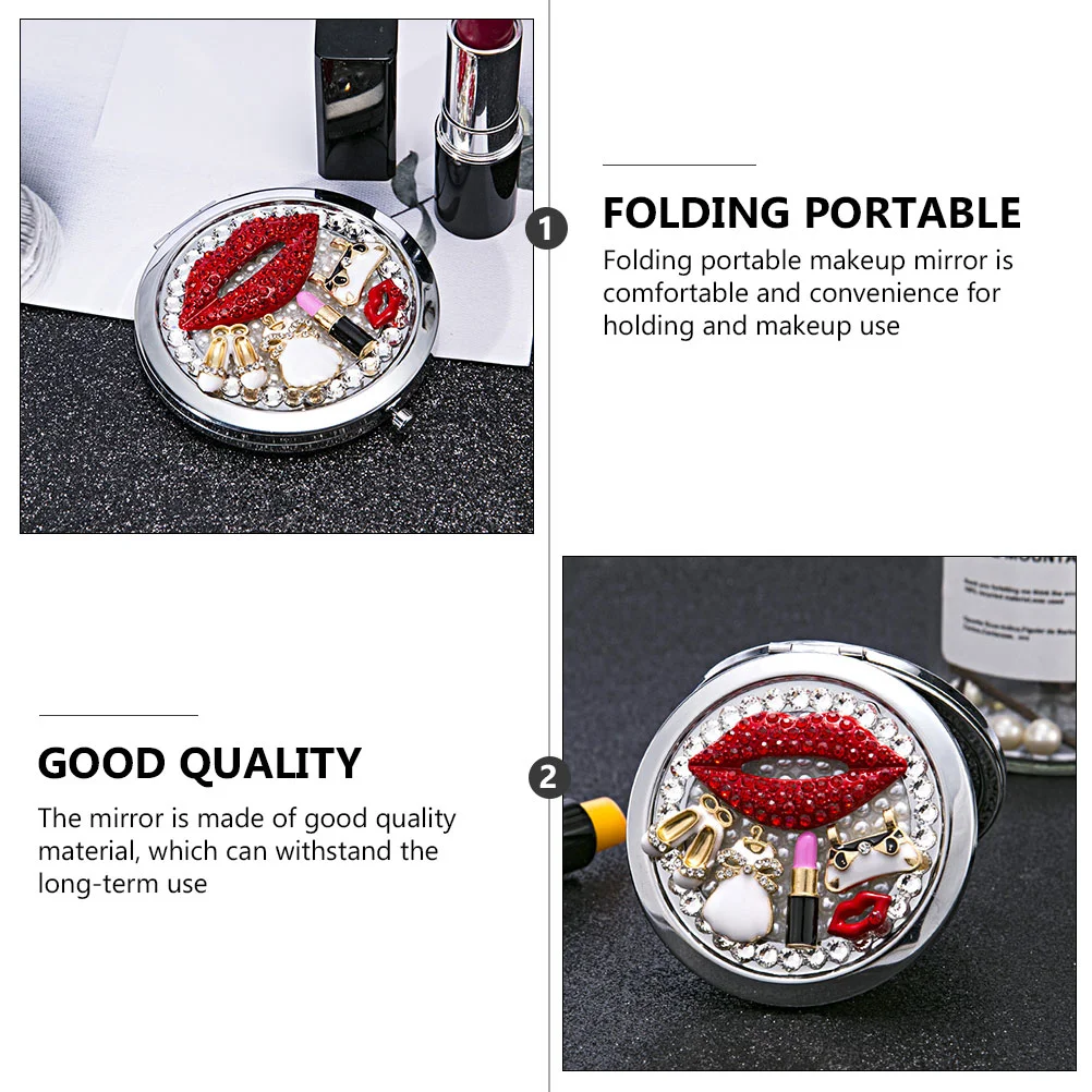 Косметическое зеркало карманное косметическое женское складное для макияжа
