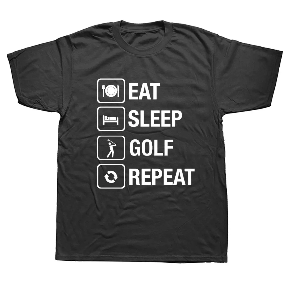 

Футболка Harajuku, хлопковая с круглым вырезом, с изображением Гольфиста, с надписью «Eat Sleep», футболки с коротким рукавом