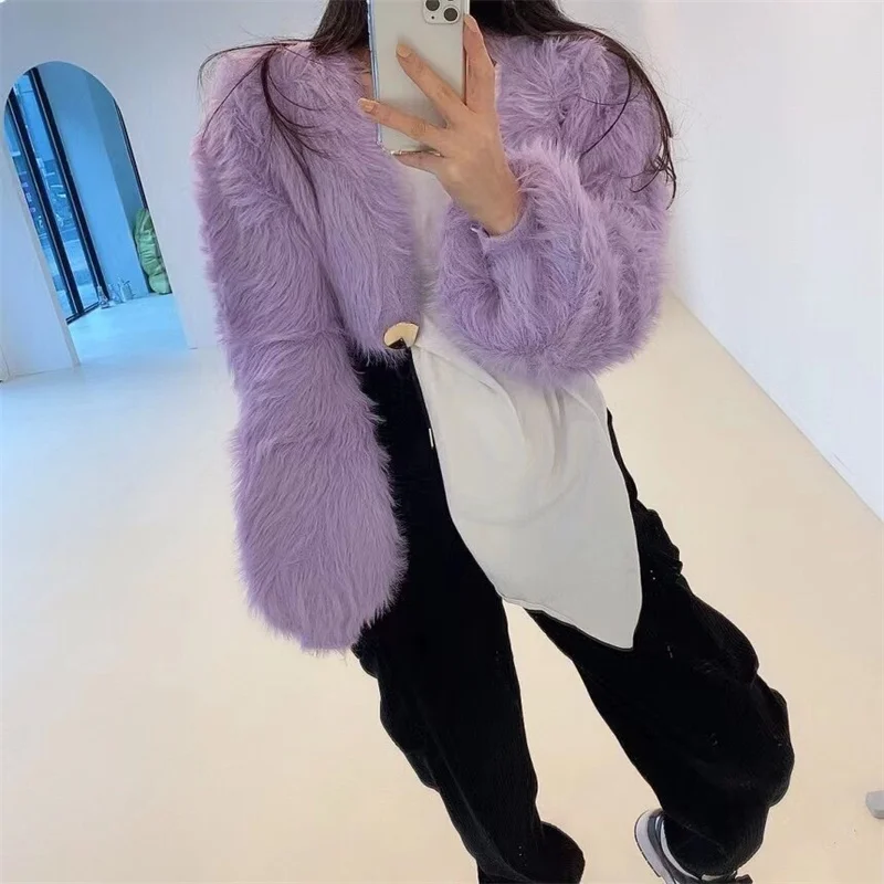 

Fashion Mohair Cardigans Cropped Coats Korean Autumn Winter Y2K Elegant V Neck Tops Ladies Woman Chic Slim Knit Sweater P090