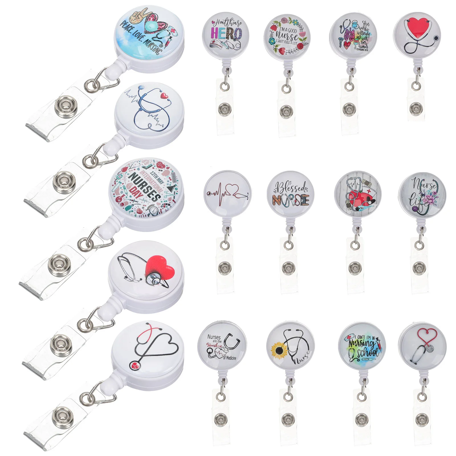 

Badge Holder Decorative Badge Holder Nurse Badges Nurse's Easy-to-pull Button Reel Badge Holder Retractable Girls Badge Holder