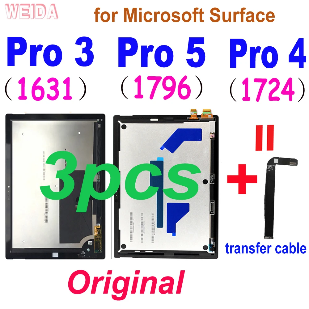 

3 шт., оригинальный ЖК-дисплей для Microsoft Surface Pro 3 1631 Pro 4 1724 Pro 5 1796, ЖК-дисплей